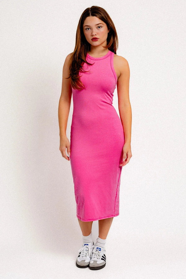 Crew Neck Tank Style Casual Midi Dress