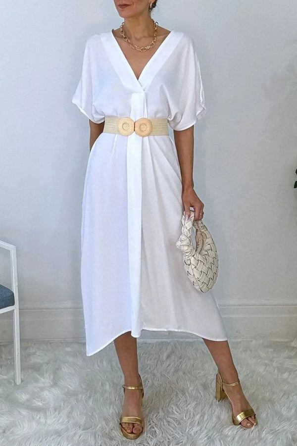 Breezy V-Neck Dolman Sleeve Beach Cover-Up Dress